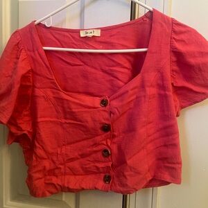 Hot Pink Button Up Crop Top